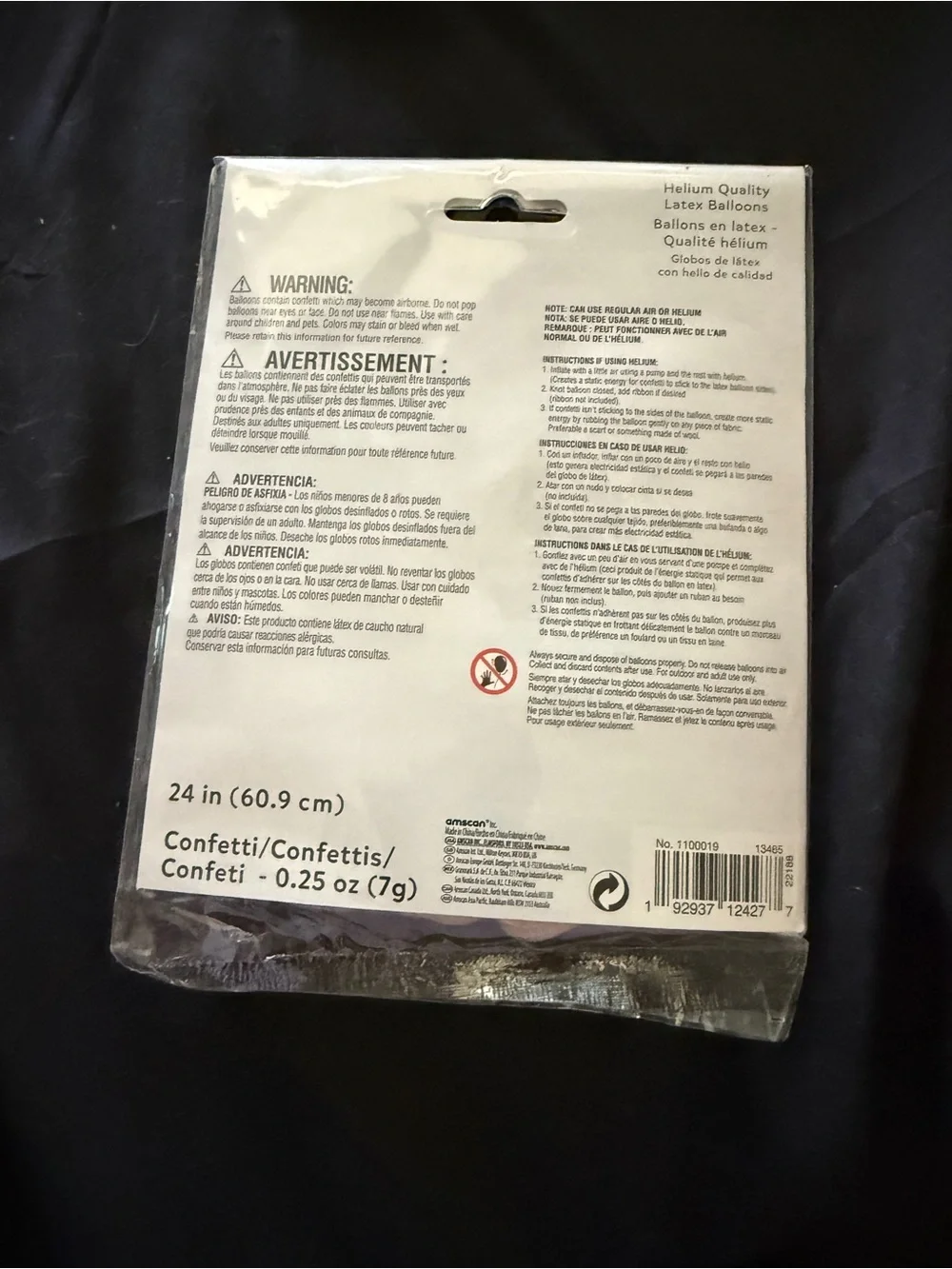 Amscan Clear and Gold Confetti Latex Balloons Pack- Helium Quality- 24” (2 pack)